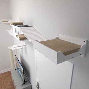 White Bundle - Wally Tunnel, Flat Plus, Corner Plus, 2 x Bridge 16, Post 110, 4 x 1-Step; Cat wall, Cat gym, Cat bed, Cat shelf, Cat perch
