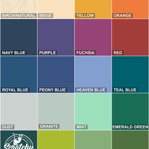The image is a color palette with various shades of gray, black, white, and other colors arranged in a grid format. The text indicates that there are more colors available on request.