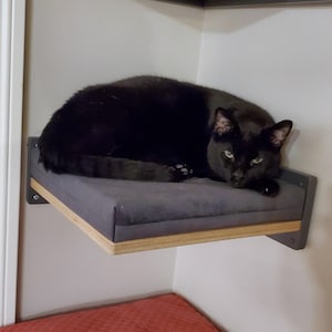 Wally Corner, Wall mounted cat shelf with a cushion on top