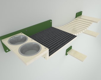 Wally Starter Bundle -Flat Feeder, Bridge 12 & 3 x 1-Step- Cat shelf,  Cat perch, Cat gift, Cat gym, Cat playground, Cat feeder, Cat step