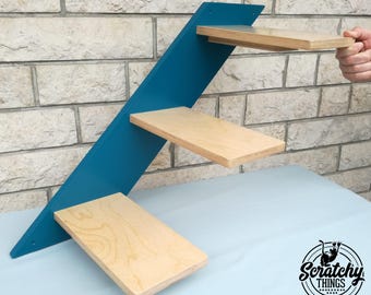 Półka dla kota Wally 3-Step (wspinaczka z lewej do prawej), półka dla kota, schodek dla kota, montowane na ścianie schody dla kota, półka do wspinania się dla kota, meble ścienne, wspinaczka dla kota, siłownia dla kota