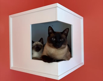 Wally Cornerbox, Cat Shelf, Cat Box, Wall Mounted Cat Bed, Wood