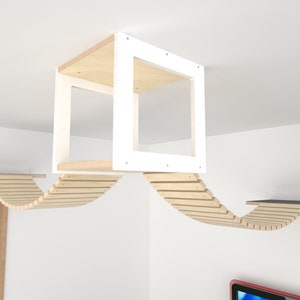 Top Double Bridge Bundle - 1x Wally Top, 2x Bridge 20, 2x Flat 45; Cat gym, Cat shelf, Cat Hammock, Wall mounted, Ceiling platform, Walkway