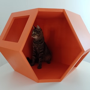 Wally Hex Corner 30, Honeycomb cat house, Cat Climbing Shelf, Cat Perch, Wall furniture, Hexagonal shelf