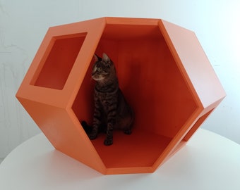 Wally Hex Corner 30, Honeycomb cat house, Cat Climbing Shelf, Cat Perch, Wall furniture, Hexagonal shelf