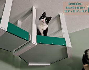 Wally Skyhex - ceiling-mounted cat shelf, hexagonal hub for multi-way platform/bridge access, Cat intersection perch