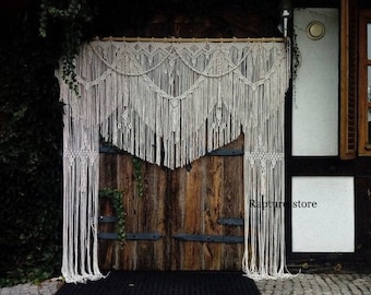 Elegante handgemaakte boho macramé muurhanger-handgemaakte kunstgeweven muurhanger-macramé bruiloft achtergrond - Macramé douchegordijnen voor thuis