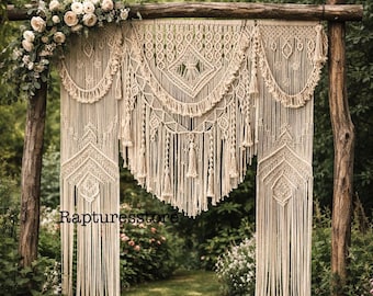 Handgemaakt macramé bruiloft ceremoniegordijn