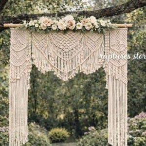 Handgemachte Baumwollschnur Makramee Hochzeit Hintergrund Bogen Zeremonie Dekor Wandbehang