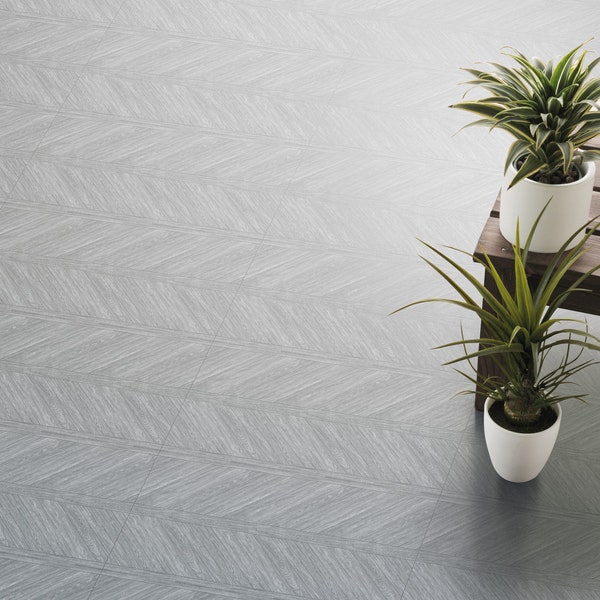 HERRINGBONE GREY self-adhesive vinyl floor tiles 30.5cm x 61cm 2mm thick d-c-fix sticky back peel and stick