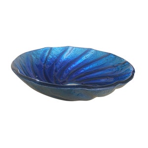 LUXURY BLUE GLASS fluted ripple basin sink wash bowl Product No.  zk74 uk