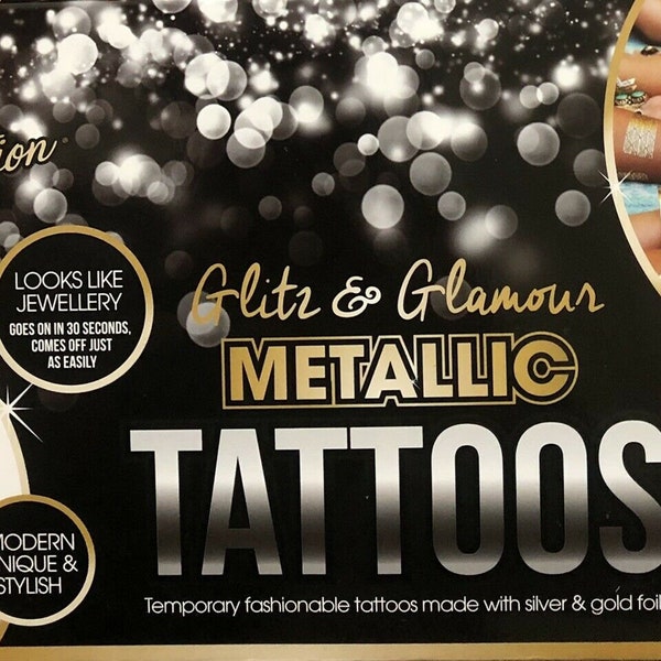 Metallic Temporary Tattoos Gold & Silver Girls ladies glitz Transfers x 12 packs uk