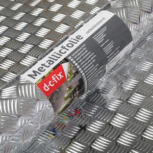 D-c-fix Sticky Plastic Self Adhesive Vinyl Wrap SILVER CHECKER PLATE criss cross  67.5cm x 2m riffelble