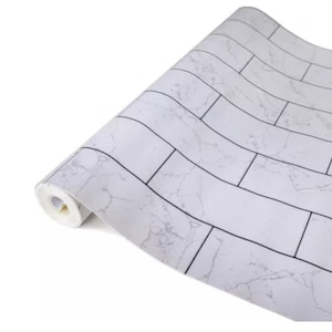 d-c-wall water proof wallpaper white SPLENDID MARBLE ceramics SUBWAY tile effect 67.5cm x 4m uk