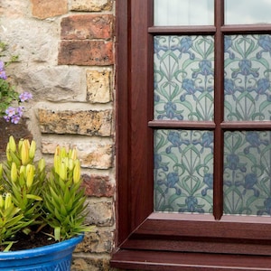 D-C-FIX BLUE GREEN privacy stained glass window sticky back vinyl film 45cm X 2m upcycle furniture patterned frosted glass uk