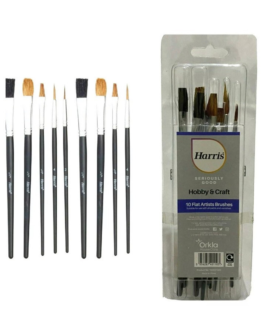10 Harris Artists Flat PAINT BRUSHES SET Fine Paint Work Hobby Etsy