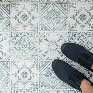 sticky back D-C floor FIX Classic Vintage Blue Moroccan Style self-adhesive vinyl floor tiles 30.5cm x 30.5cm F274-5053 1m2 uk