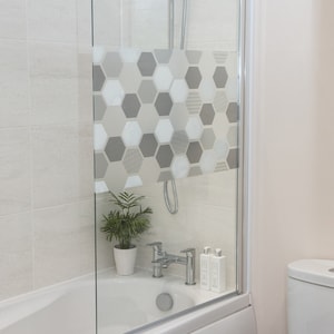 FROSTED GLASS WIDO static cling vinyl frosted window privacy film 90cm X 1.5cm d-c-fix window shower bathroom table covers makeover uk