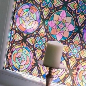 LANCASTER self adhesive stained windows sticky back privacy glass film FROSTED multicolour GLASS D-c-fix 1.5m X 67.5cm uk
