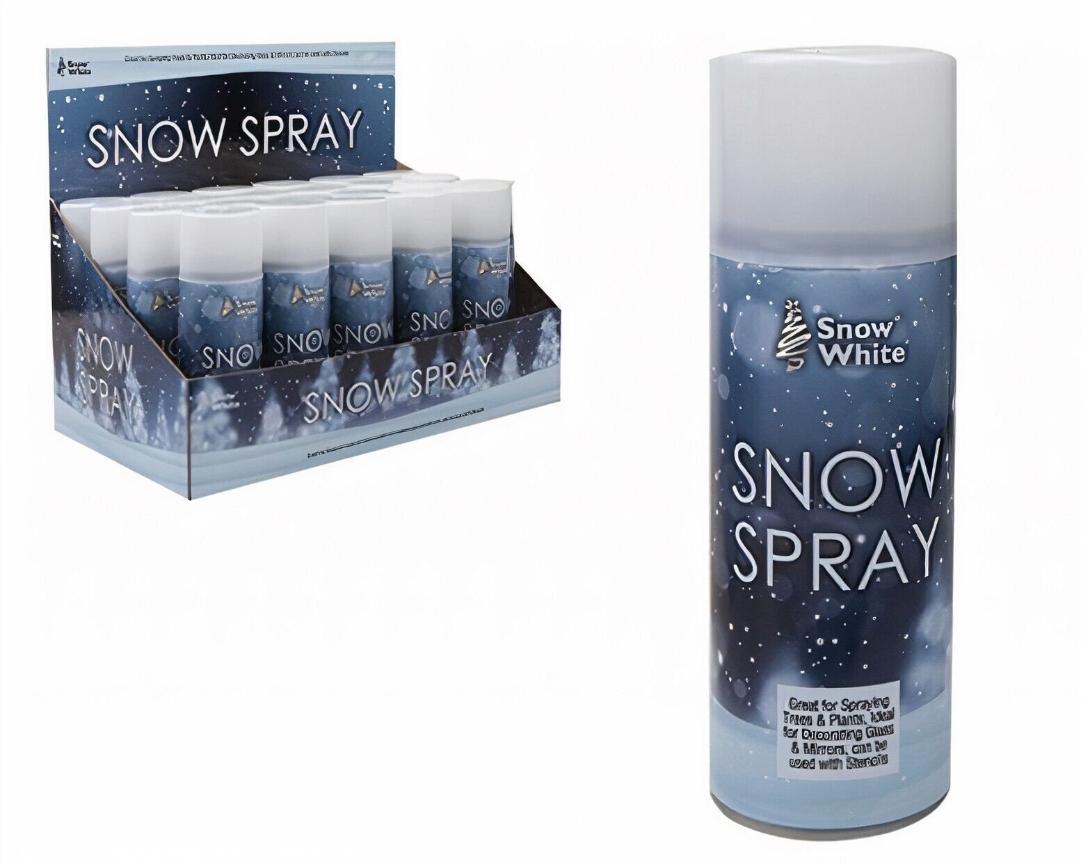 2x CHRISTMAS SNOW SPRAY Can Decoration Artificial Fake Xmas Spray