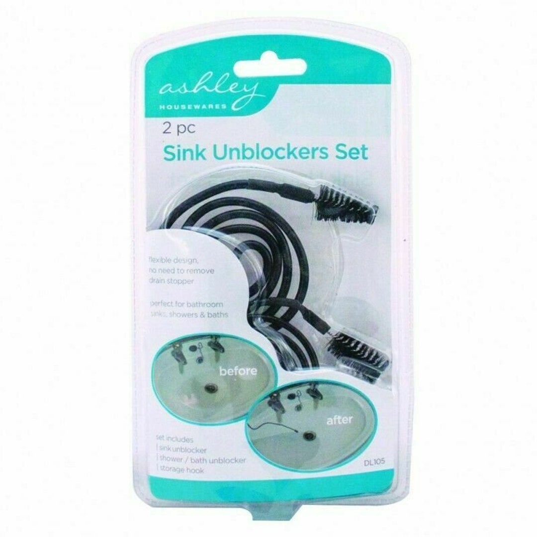 2pc Sink Drain Unblocker Snake Waste Pipe Cleaner Brush Tool Hair