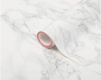 Pellicola autoadesiva in plastica vinilica effetto marmo bianco (67,5 cm x 2 m)