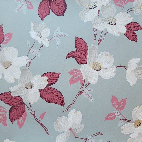 5 XLarge Vintage 1940s Wallpaper Samples (pictured)