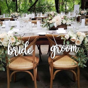 Original Bride and Groom Chair Sign. Wedding Reception Chair Signs Set Wedding Signs