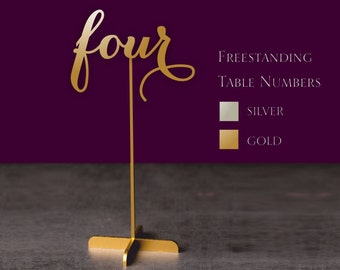 Table Number - Golden Table Numbers -  Table Numbers with base - Wedding  Numbers