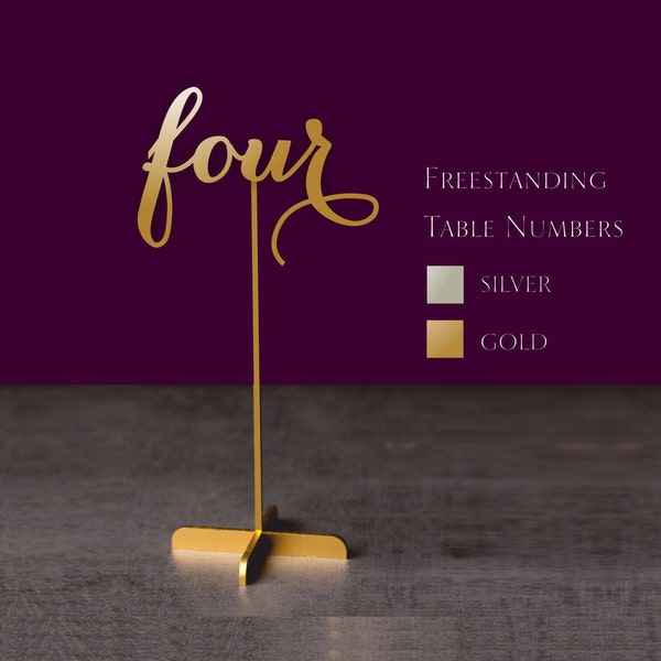 Table Number - Golden Table Numbers -  Table Numbers with base - Wedding  Numbers