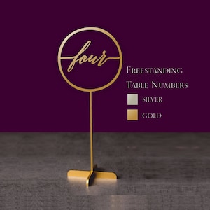 Round Table Numbers.Gold Table Numbers with base.Wedding Table Numbers. Numbers
