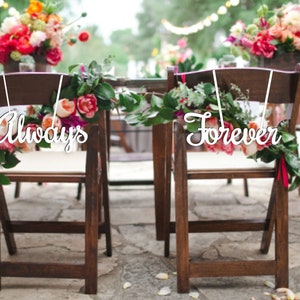 Always Forever Chair Sign. Wood Wedding Reception Chair Signs Set Wedding Signs image 1