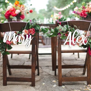 Chair signs with names- Wedding chair signs. Chair Signs Set