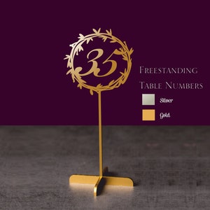 Gold Table Numbers .Table Number. Table Numbers with base.  Wedding Table Numbers
