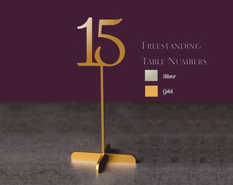 Table Number -Wedding  Table Numbers -Gold Table Numbers with base-Wooden Numbers -Please Send your phone number in the "NOTE to the seller"