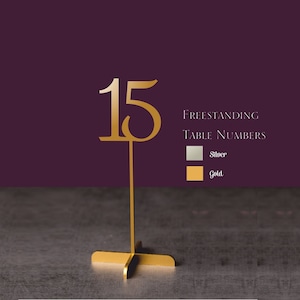 Table Number -Wedding  Table Numbers -Gold Table Numbers with base-Wooden Numbers -Please Send your phone number in the &quot;NOTE to the seller&quot;