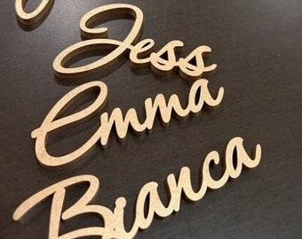 Wedding place card, laser cut names. Wedding place names, table name cards Wood place card Place Names