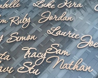 Wedding place card, laser cut names. Wedding place names, table name cards Wood place card