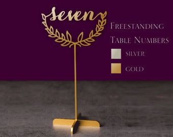 Table Number -Wedding Table Numbers -Gold Table Numbers with base-Wooden Numbers