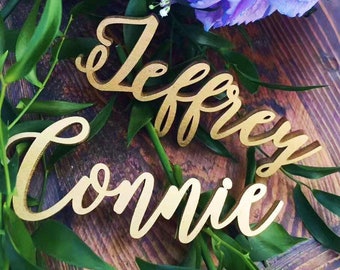 Wedding place card, laser cut names. Wedding place names, table name cards Wood place card Place Names