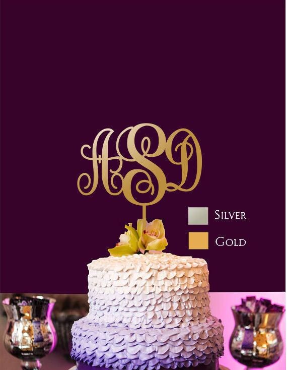 Wooden Monogram Cake Topper Wedding Cake Decor Wooden Etsy
