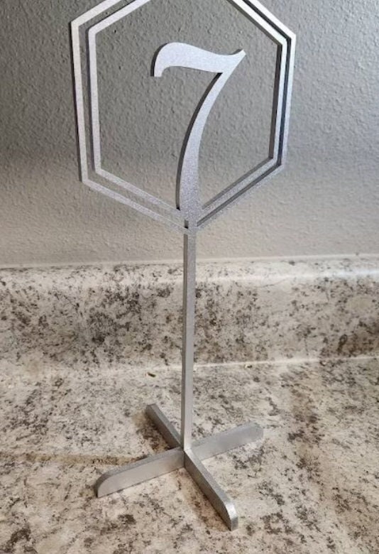 Table Numbers - Wedding Table Numbers - Hexagon table numbers - Silver table numbers