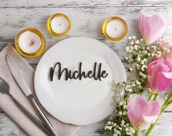 Personalized Wooden Place Cards , Name Plates For Wedding , gold wood names , Place Cards , Place Setting , Custom wedding place cards Name