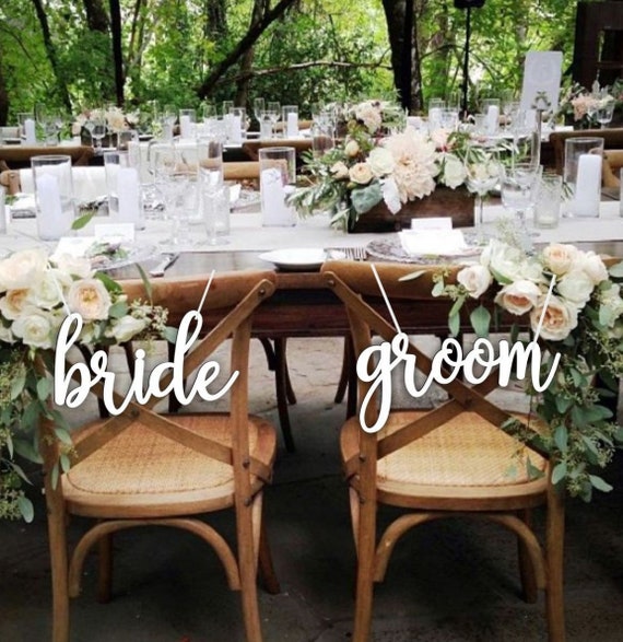 Original Bride And Groom Chair Sign Wedding Reception Chair Etsy