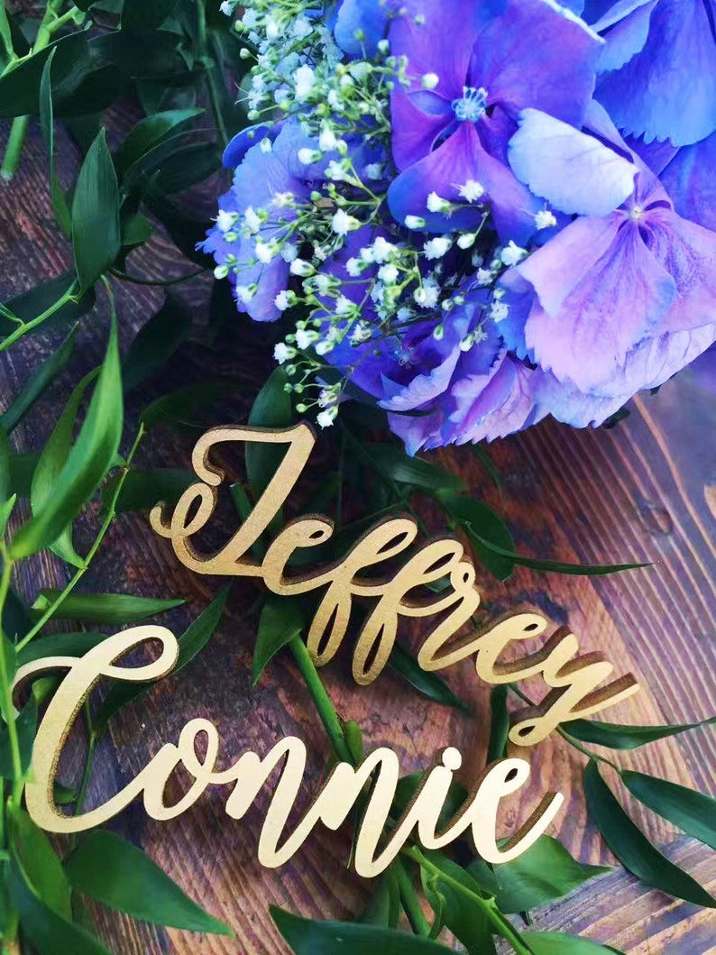 Wedding place card laser cut names. Wedding place names Etsy
