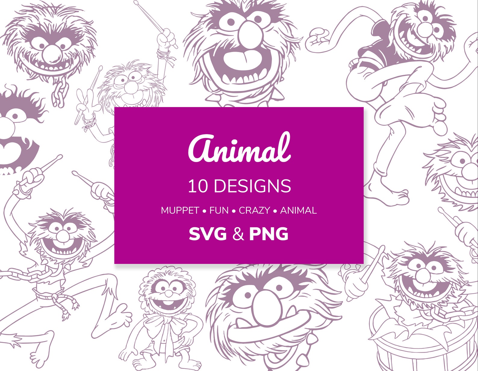 Animal Muppet SVG & PNG 10 Designs | Etsy