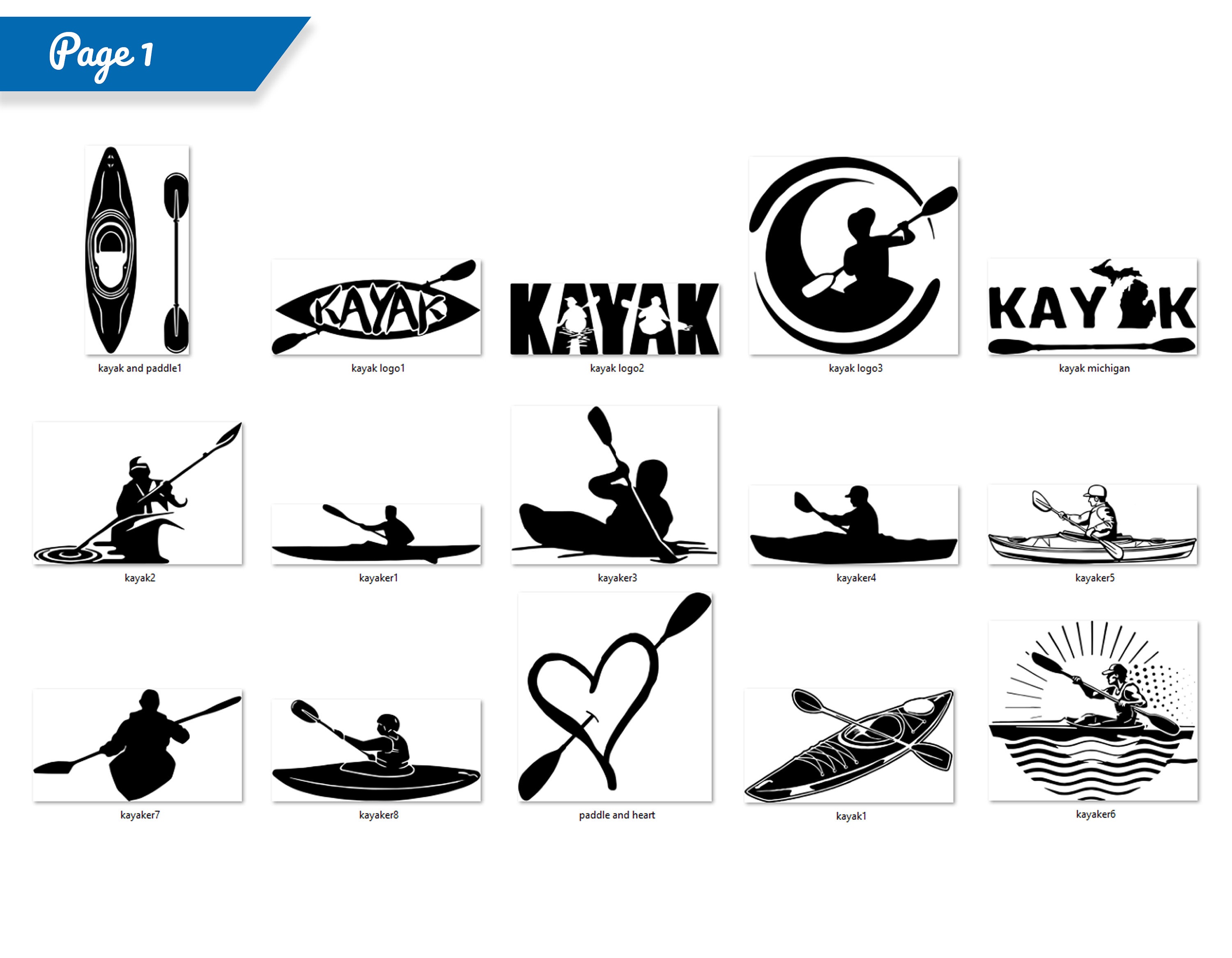 Kayaks SVG &amp; PNG 15 Designs | Etsy