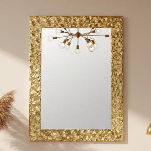 Moderner Wandspiegel mit Blattgoldverzierung, hergestellt in Italien, rechteckiger Eingangsbereichspiegel, Schlafzimmerspiegel, Hochzeitsgeschenk #PPO