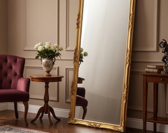 Large French Gilded Mirror Luigi Filippo 1900s / Vintage Golden
