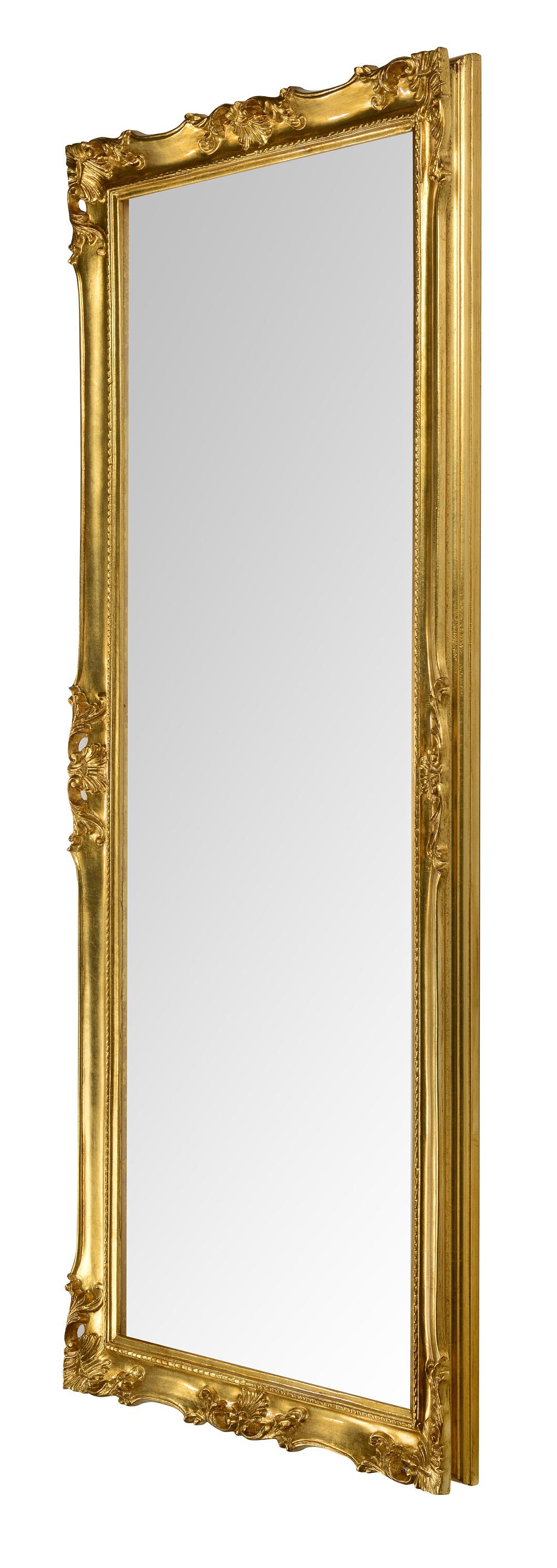 クラシックなバロック調の壁掛けミラー、金箔ミラー、イタリア製